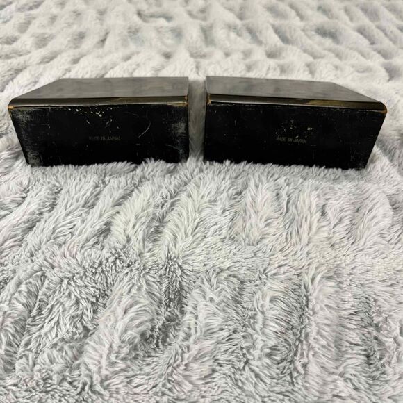 Vintage Bookends Japan Black Lacquer Pagoda Landscape Hand Painted Asian Decor - Picture 8 of 8